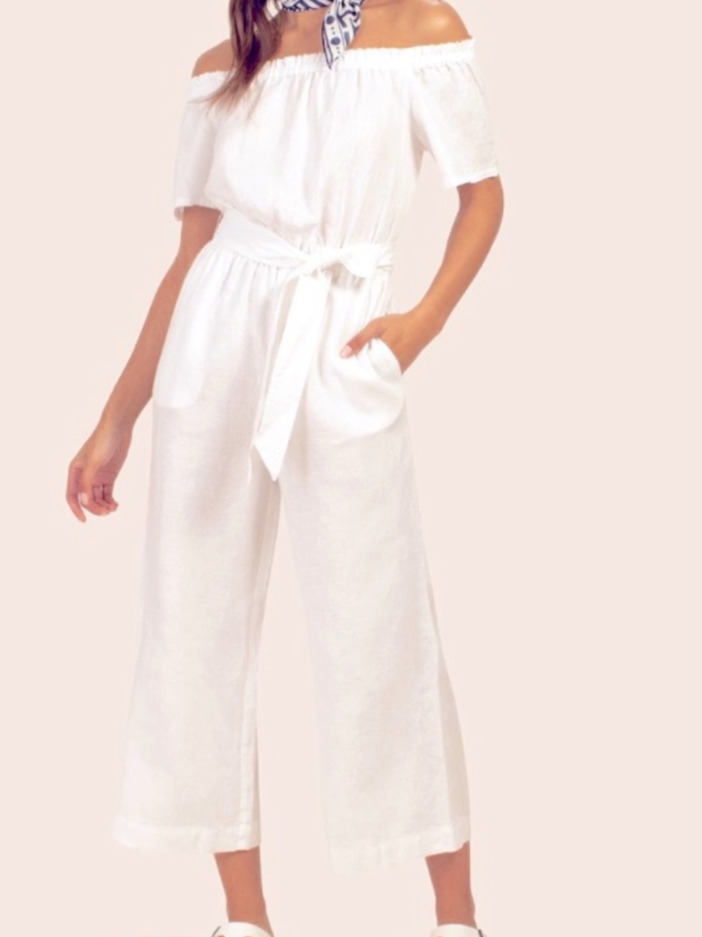 NWT TRINA TURK Key White Linen Jumpsuit Women’s XS